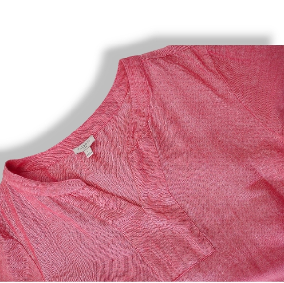 Talbot's Linen Blend Coral Pink Tunic Short Sleeve Tie Detail Top Women's Large - Picture 10 of 16